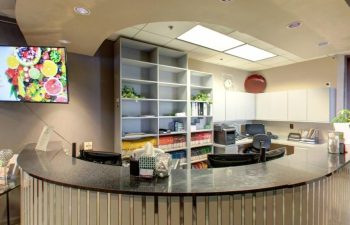 A reception desk at Riverwood Dental